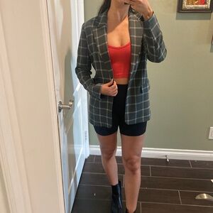 Green and white blazer